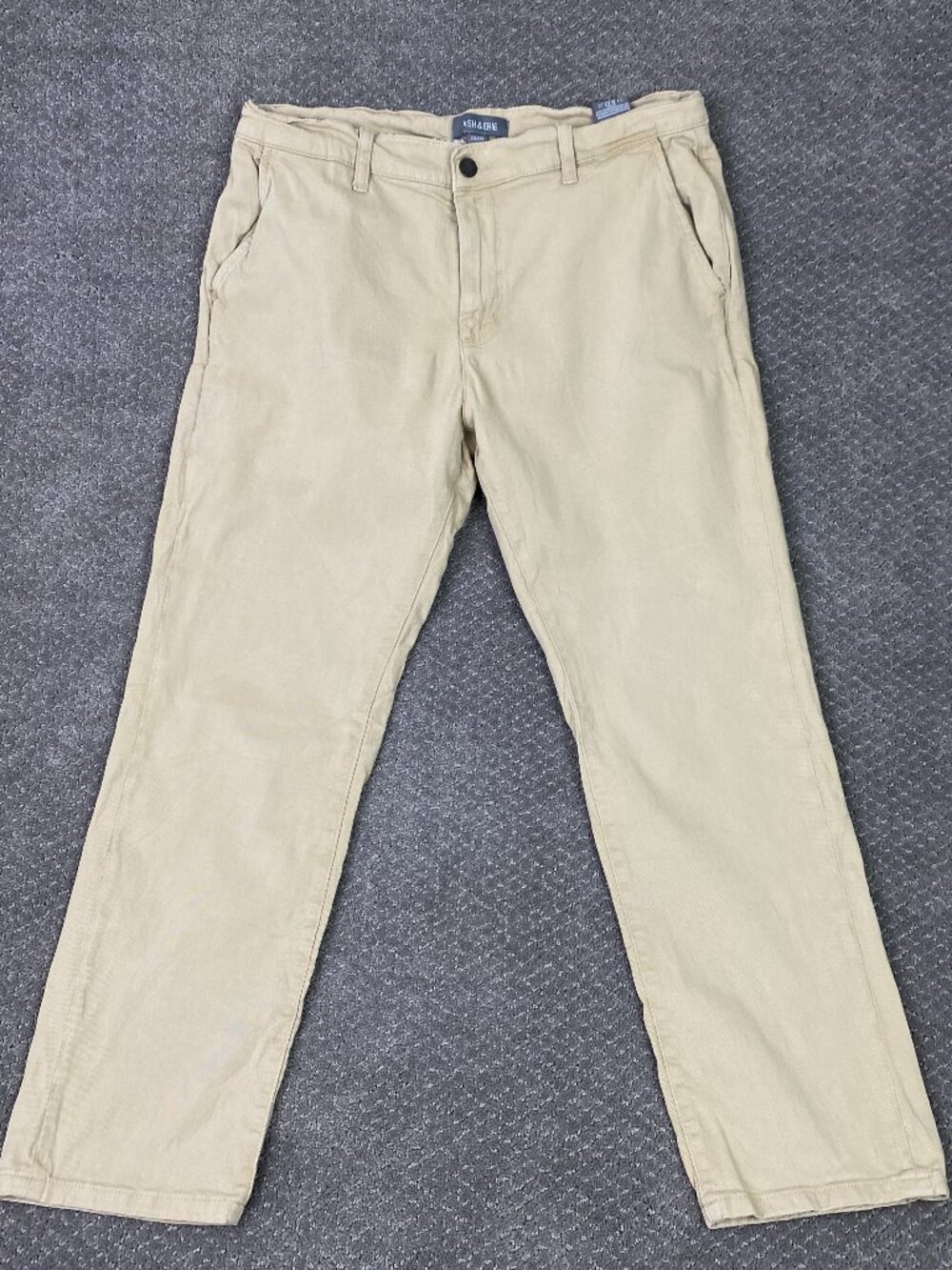 Ash & Erie Chino Pants Mens 33x28 Fit 34x28 Tan Khaki Cotton Stretch